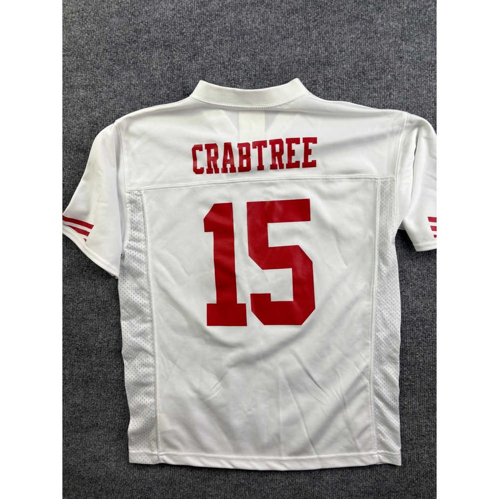 NFL Team Apparel 49ers Jersey Youth Large White Michael Crabtree 15 Football - Picture 6 of 6